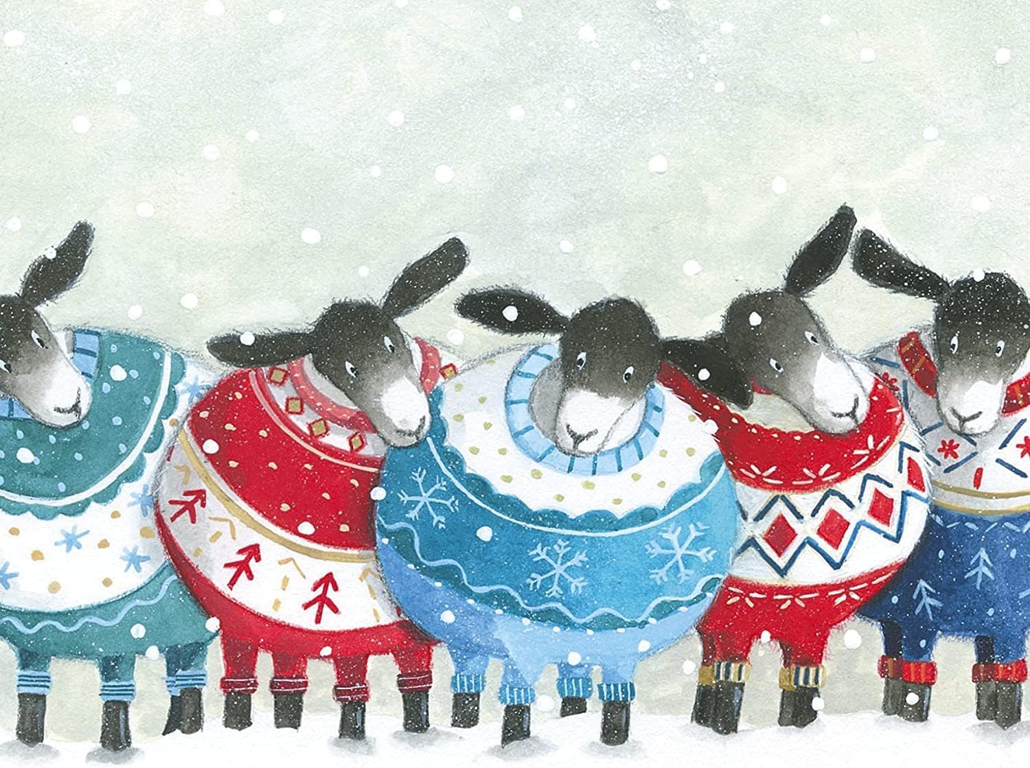 GBCC Charity Christmas Cards Pack of 8, Sheep & Festive Jumpers in the Snow, Premium Greeting Cards Multipack with Envelopes