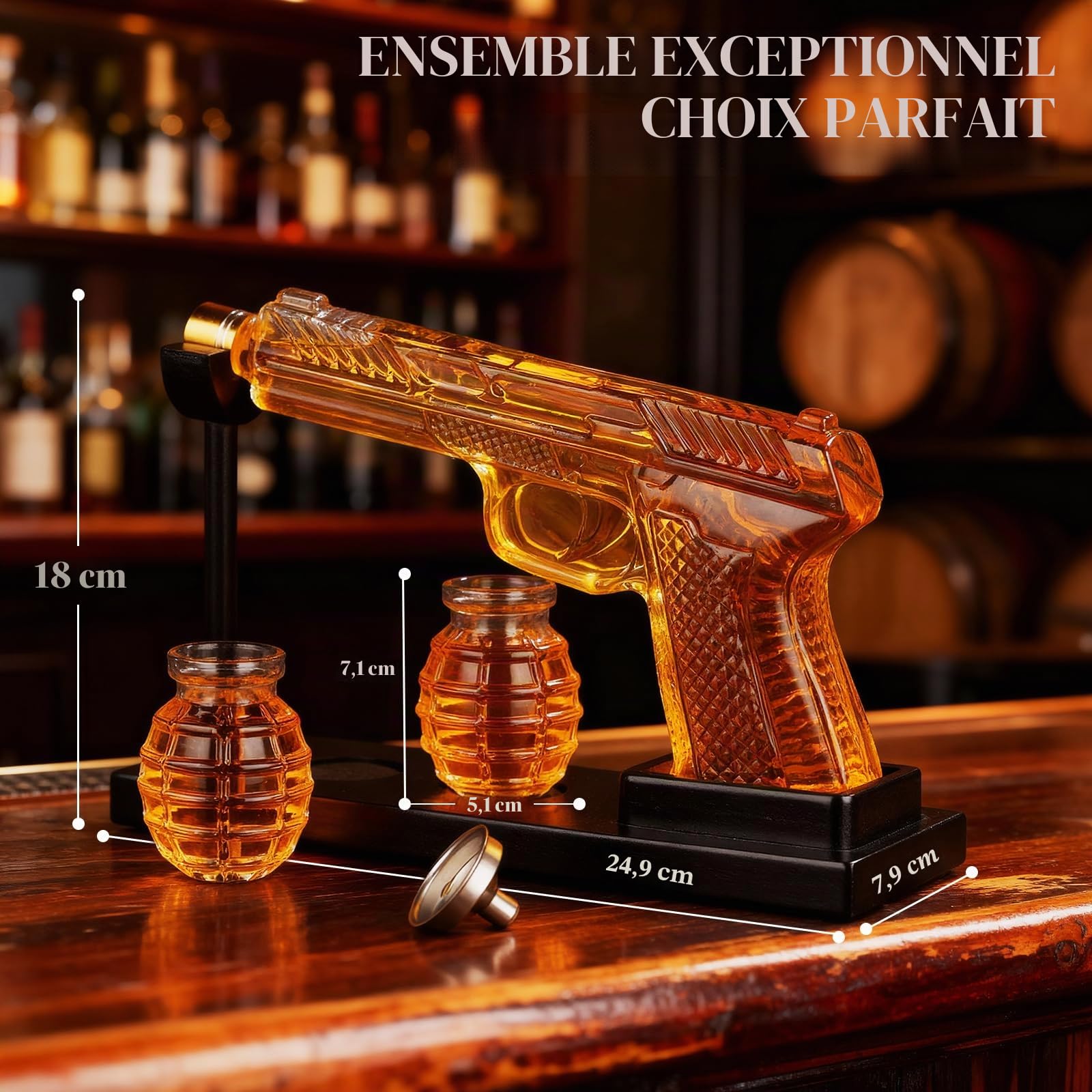 Oaksea Carafe à whisky, carafe à décanter avec 2 verres à liqueur, cadeau de whisky pour homme, fête des pères, cadeau amusant pour homme, papa, petit ami, mari, cadeau d'anniversaire
