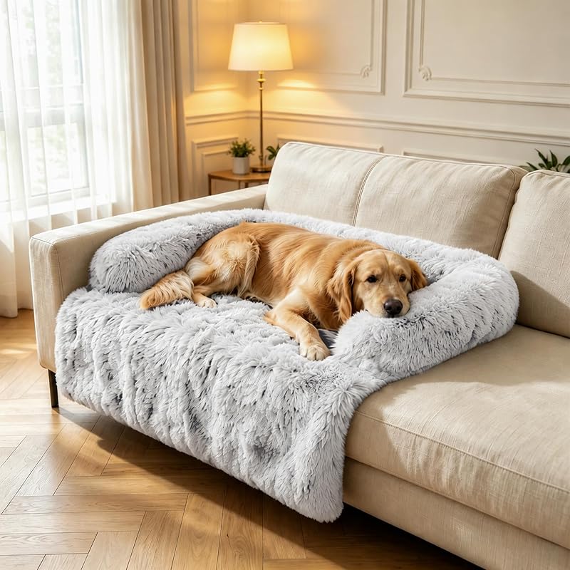 Cama para cachorro e gato em pelúcia espessa com borda elevada LOVEPals X-Large