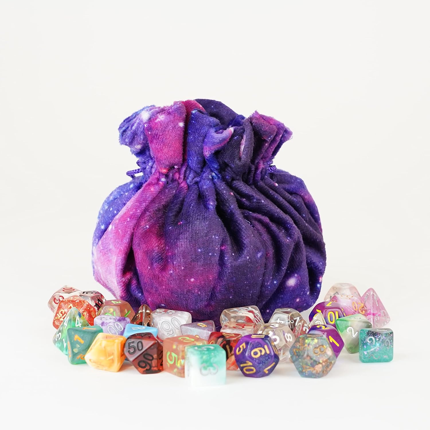FanRoll Velvet Compartment Dice Bag with Pockets: Nebula, Role Playing Game Dice Accessories for Dungeons and Dragons