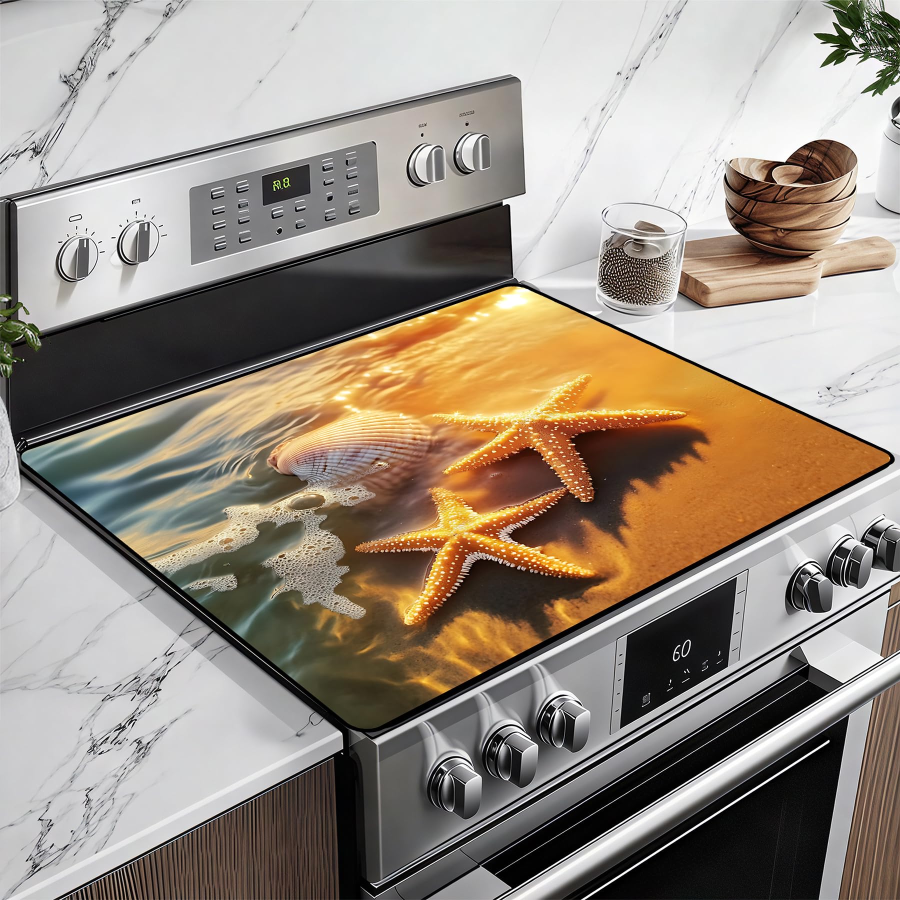 Stove Top Cover for Glass Electric Stove, 28.5"x 20.5" Heat Resistant Cooktop Protector Mat with Non-Slip Rubber Backing, Scratch Protection and Counter Space Mat