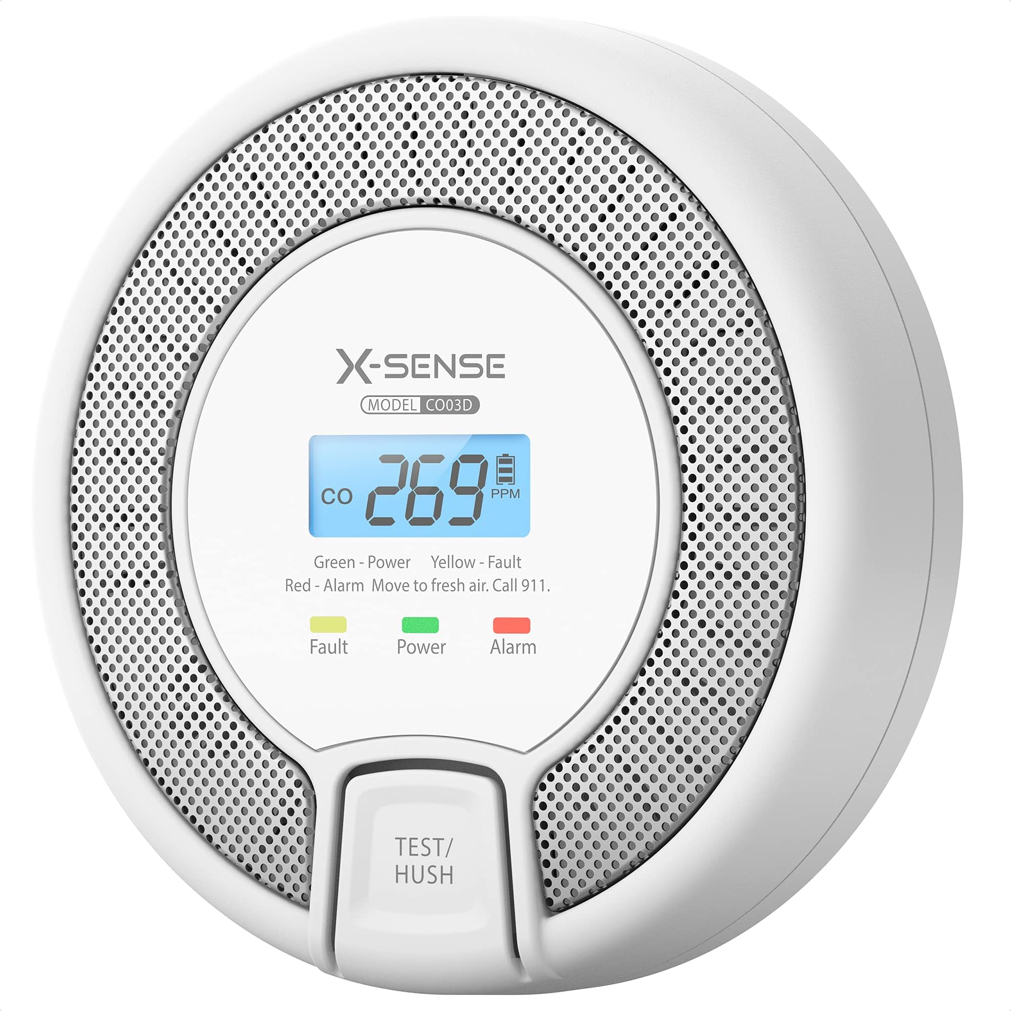 X-Sense Carbon Monoxide Alarm Detector 10-Year Life, Replaceable Battery Operated CO Alarm Detector with Digital Display, CO03D