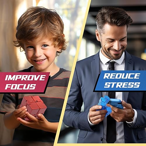 Miniatura 7 de Cubo infinito dorado, juguetes para ansiedad con TDAH para adultos, niños y adolescentes, alivio del estrés, enfoque y creatividad