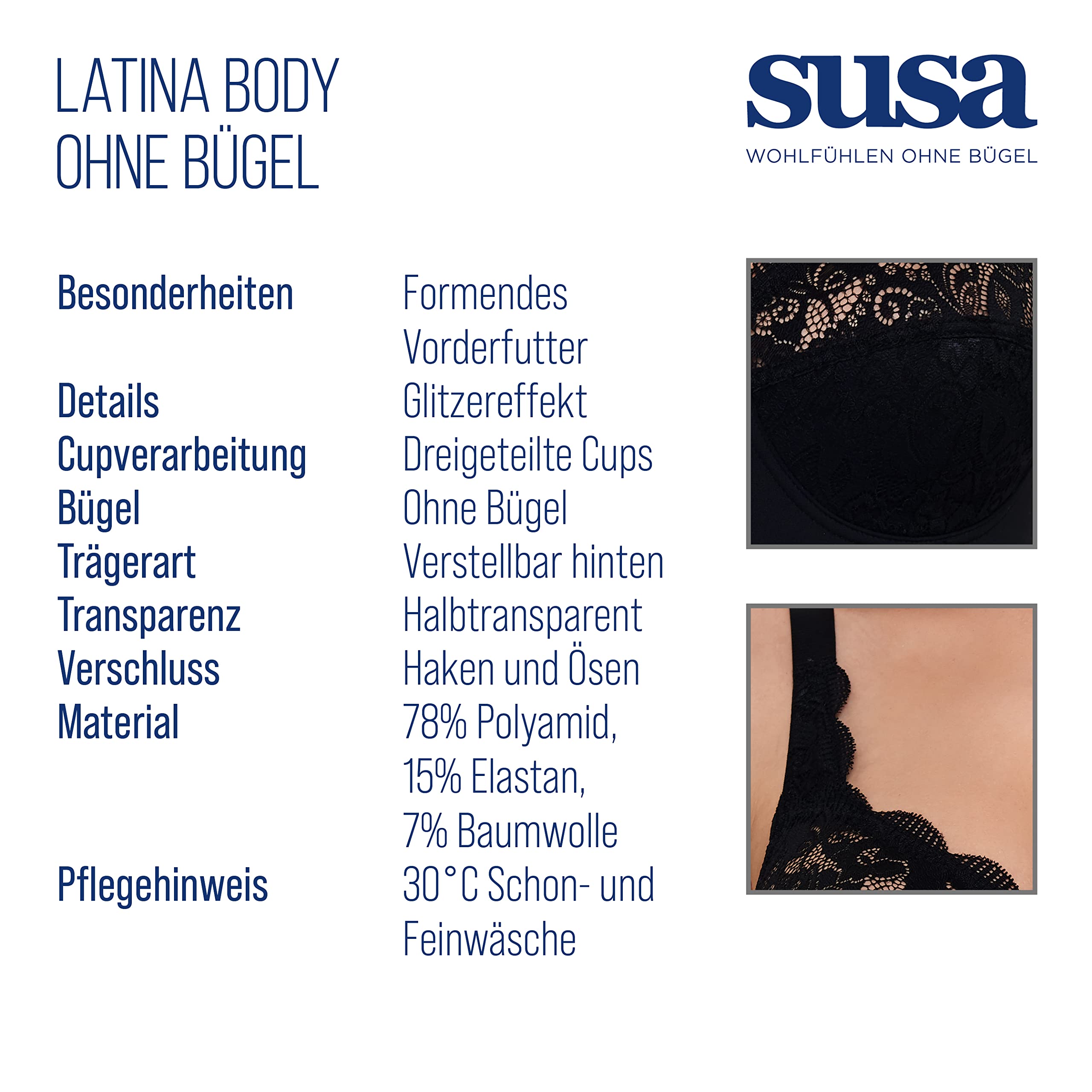 SUSA Damskie body bez fiszbin – Latina 6538 – różne rozmiary i kolory – wygodny gorset modelujący dla kobiet – podkreślający figurę design – idealne na co dzień i na specjalne okazje