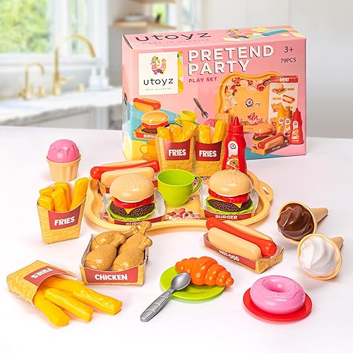 Miniatura 5 de TECHNOK Juego de 79 piezas de utensilios de cocina con juego de comida callejera - Helado de perro caliente hamburguesa - Juego de utensilios de