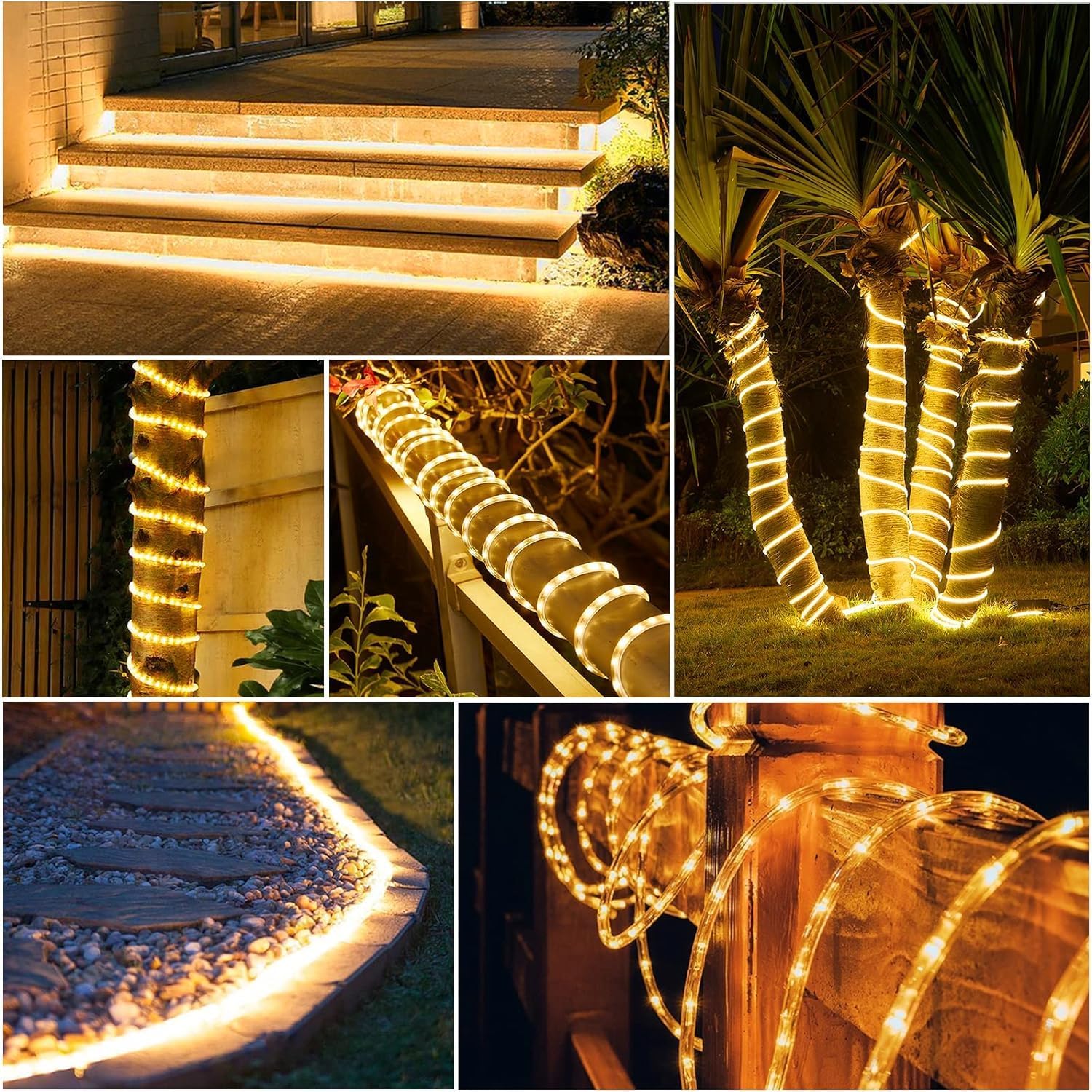 66Ft Rope Lights for Outside, Connectable LED Waterproof Rope Light, Rope Lights Outdoor Indoor, Rope Lighting for Patio, Pool and Christmas Tree Decorations