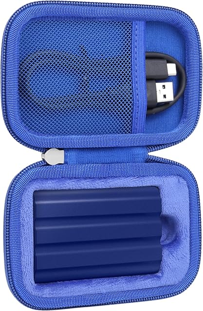 Khanka Hard Travel Case Replacement for Samsung T7 / T7 Touch / T7 Shield Portable Solid State Hard Drive, 500GB 1TB 2TB External SSD USB 3.2, Case Only (Blue)