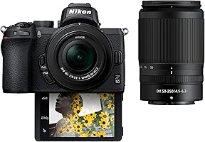 Nikon Z50 Compact Mirrorless Digital Camera with Flip Under "Selfie/Vlogger" LCD | 2 Zoom Lens Kit Includes: NIKKOR Z DX...