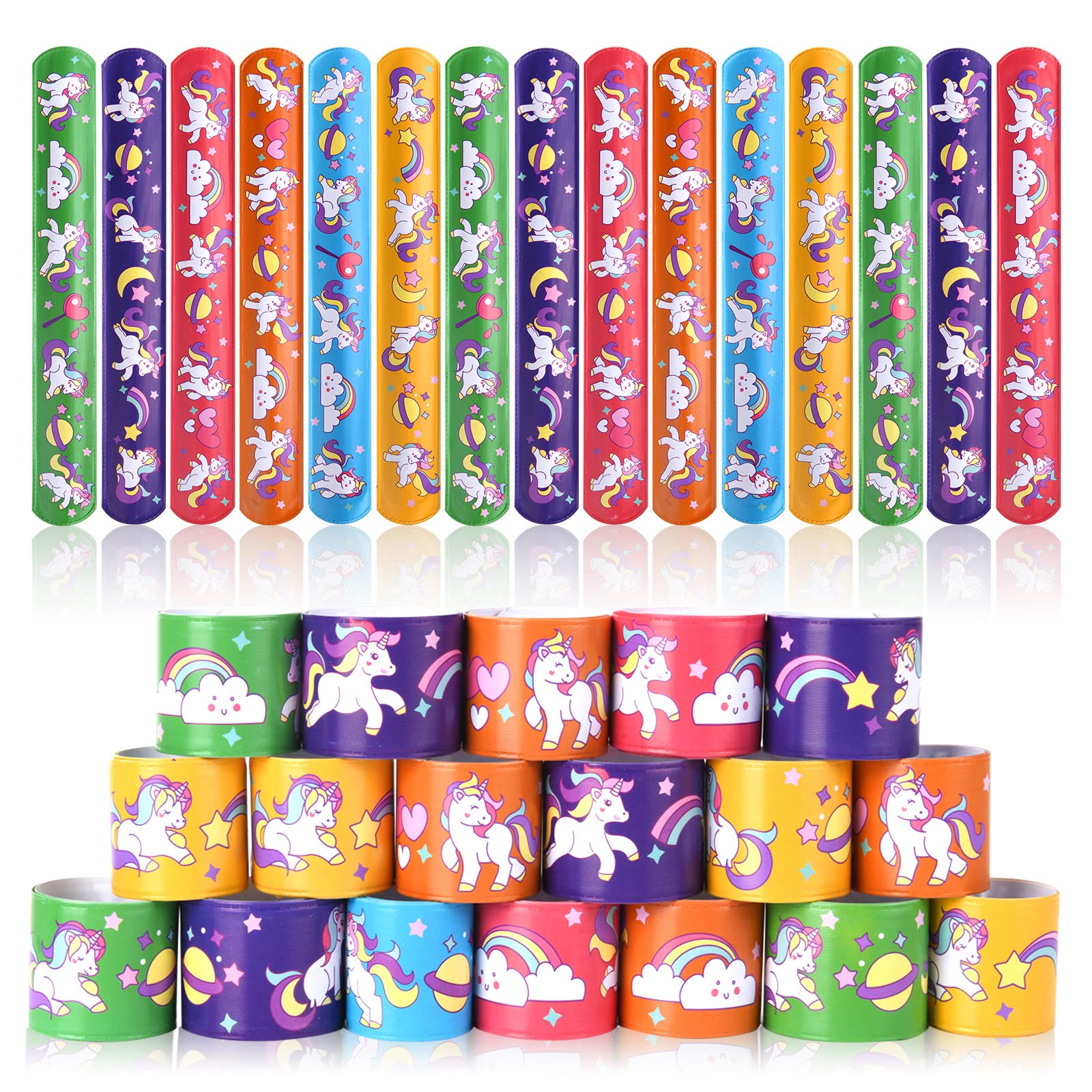 flintronic Braccialetti Slap, 30Pezzi Slap Bracelets, Bracciali a Scatto, Schiaffo Bracciali Gadget per Compleanno Festa Bomboniere Regalo per Bambini Ragazze Ragazzi