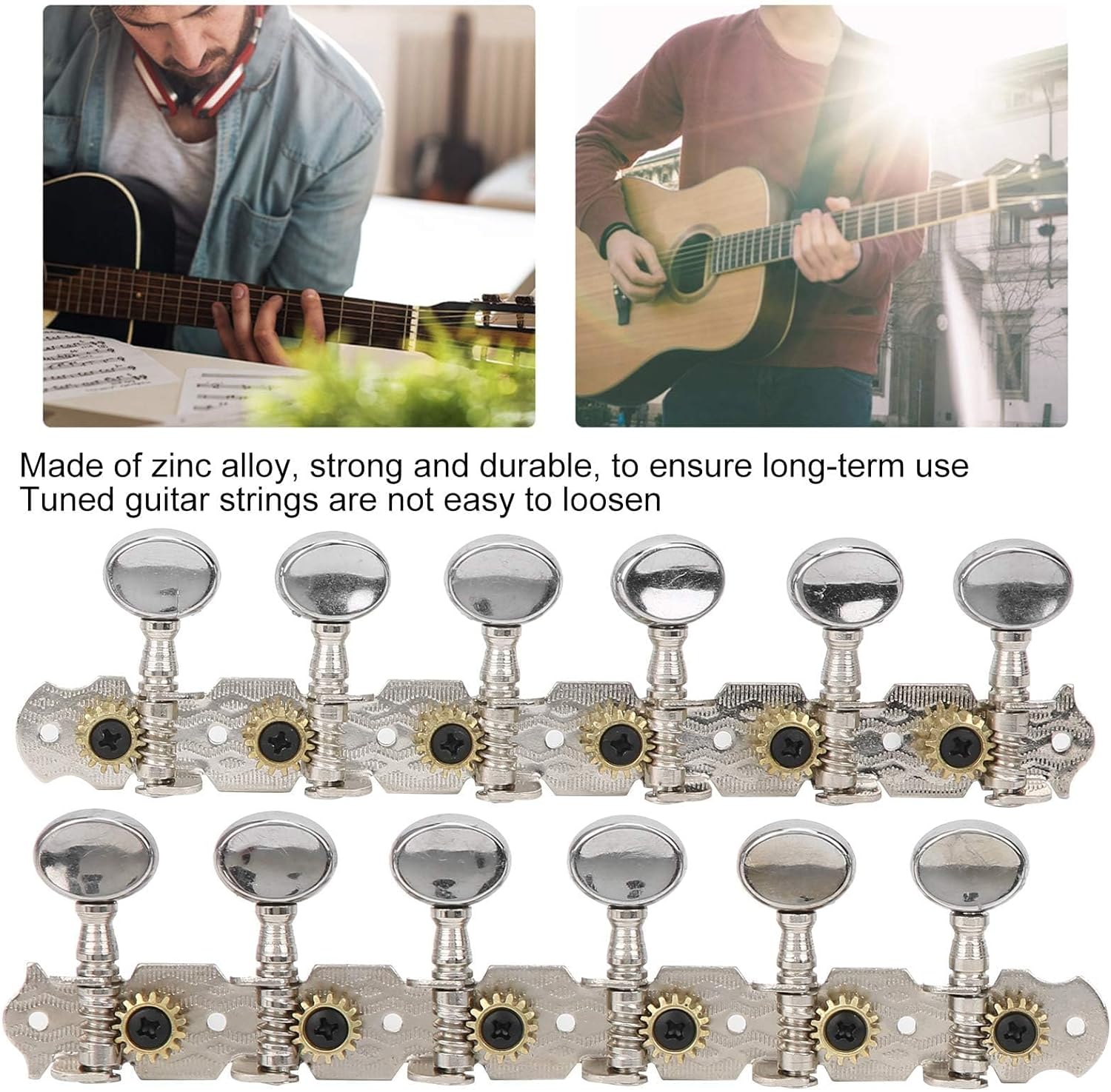 Vintage Guitar String Tuning Peg Tuner Machine Head 6L 6R Tuning Keys for Electric, Classical, Folk or Acoustic Guitars String Tuners Replacement Set