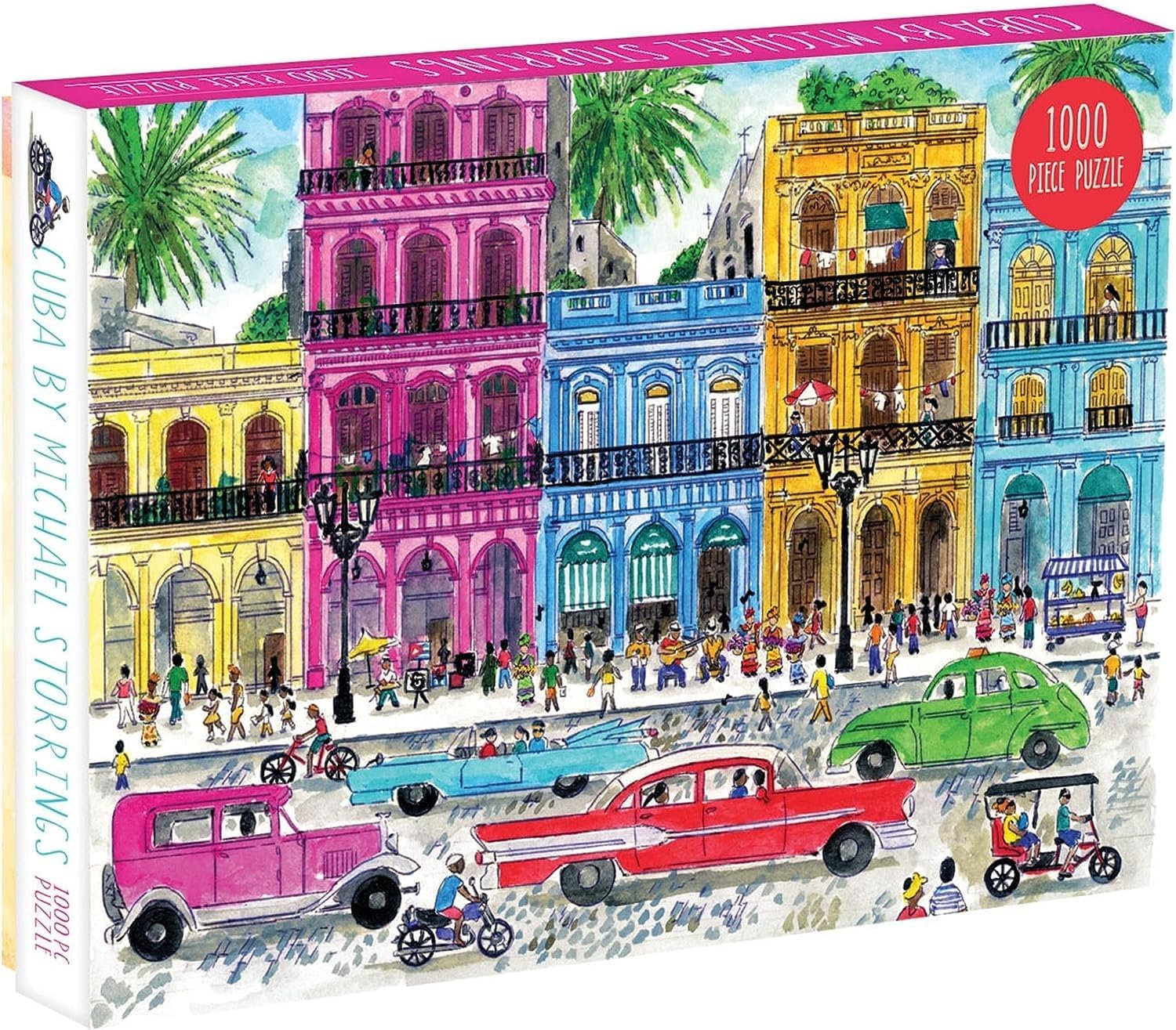 Michael Storrings 1000 Piece Cuba Jigsaw Puzzle for Adults and Families, Illustrated Art Puzzle with Cuban Art Deco Scene