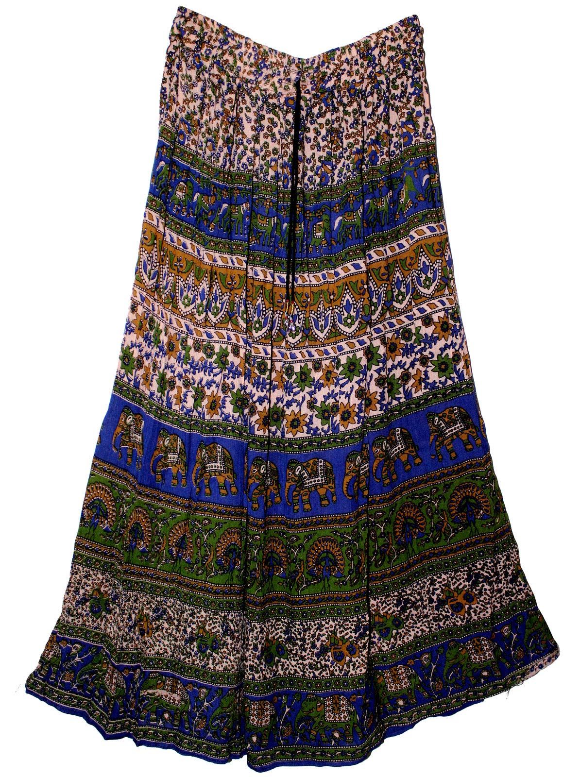 JNB Garments Rayon Crinkle Indian Ethnic Maxi Skirt for Women Hippy Gypsy Retro Boho Falda