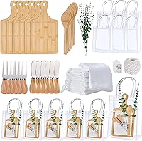 Rigibright 55Pcs Baby Shower Prizes: 6 Bamboo Cheese Board Sets with Utensils, Plaid Towels, Eucalyptus & Gift Bags for Bridal Shower Favors