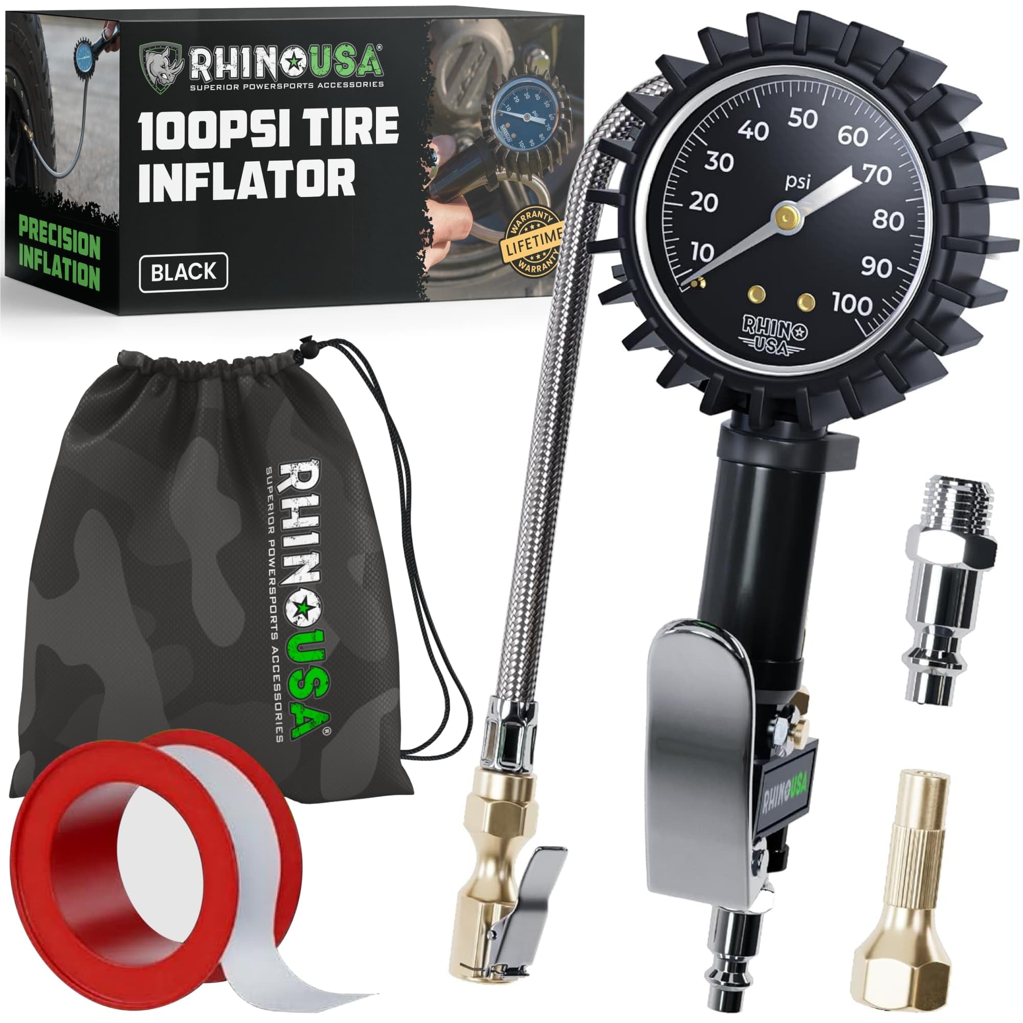 Rhino USA Tire Inflator Gauge RGAUGE-0150