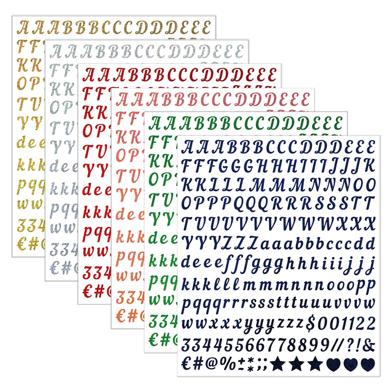 Tingliyi Gold 6 Sheet Of Letter Stickers, Vinyl Letter Stickers, Self-Adhesive Letters Numbers Symbols For Diy Crafts, Scrapbooking, Water Bottle, Mailbox, Notebook Decoration