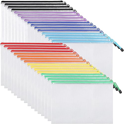 EOOUT 32 piezas, Bolsas de malla con cremallera, Bolsas de malla con cierre, Bolsa con cremallera para organizar, Tamaño carta, Tamaño A4, para