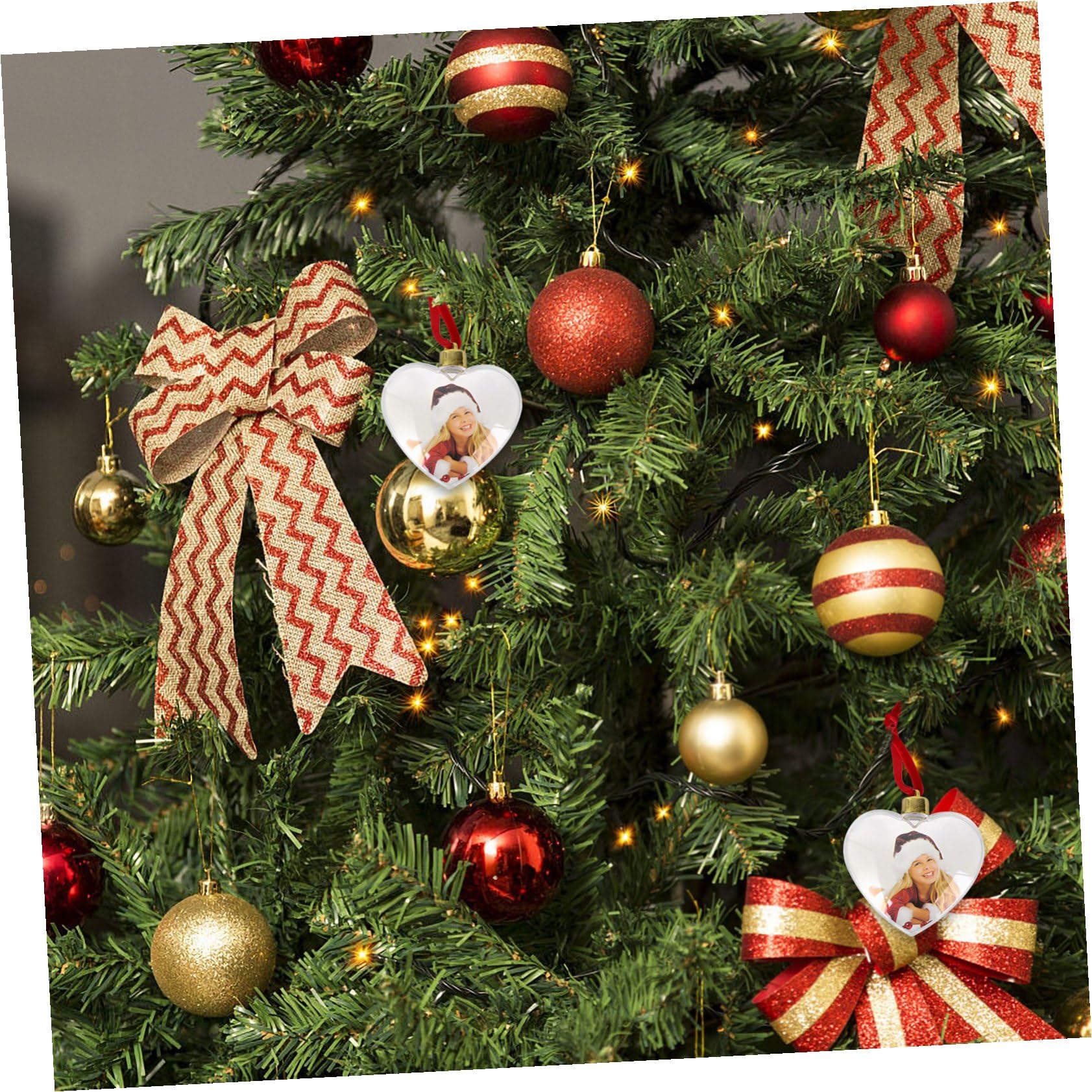 GALPADA Adornos para Fiesta Colgantes Transparentes DIY, Marco de Fotos Corazón 8.5 Cm, Plástico Resistente, 6 Piezas, Decoración Fotográfica para Eventos y Manualidades