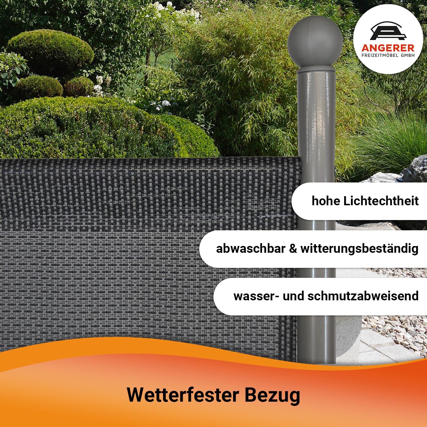 ANGERER Stellwand 178 x 178 cm, dunkelgrau | Raumteiler, Raumtrenner, für Schatten auf Balkon, Bezug aus wetterfestem Textilene-Gewebe, Made in Germany