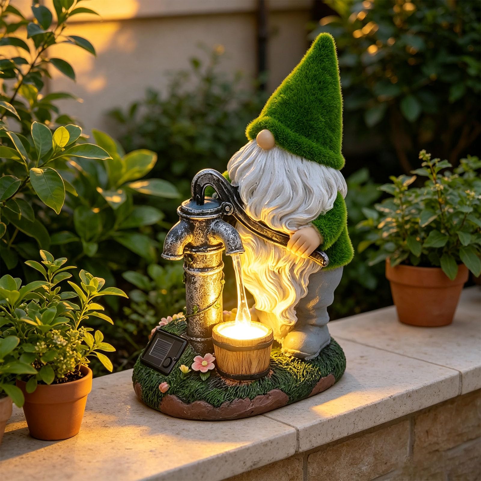 SUNGOOYUE Statua Gnomo da Giardino Resistente Allo Sbiadimento, per Aiuola,