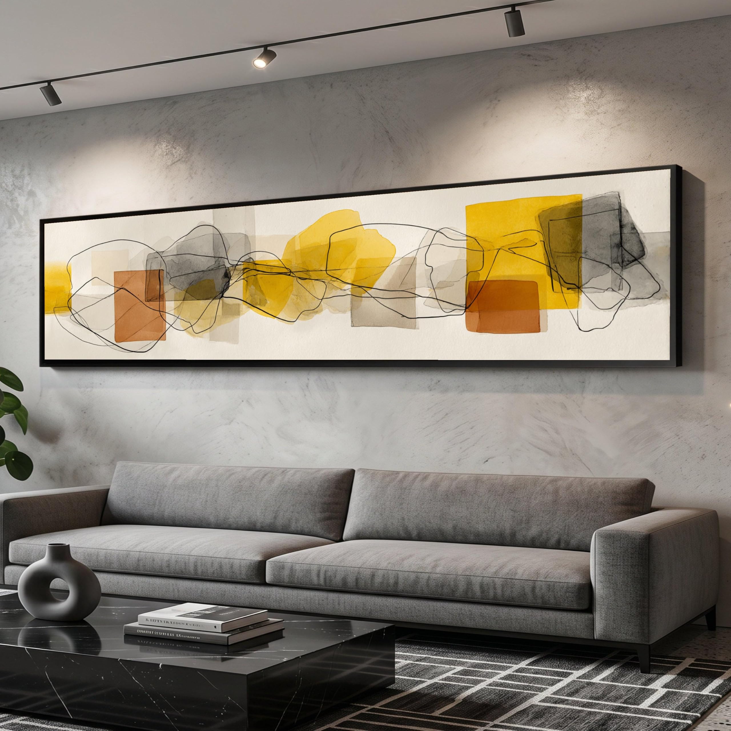 Impression sur toile jaune et marron haute définition - Tableau de qualité - 8