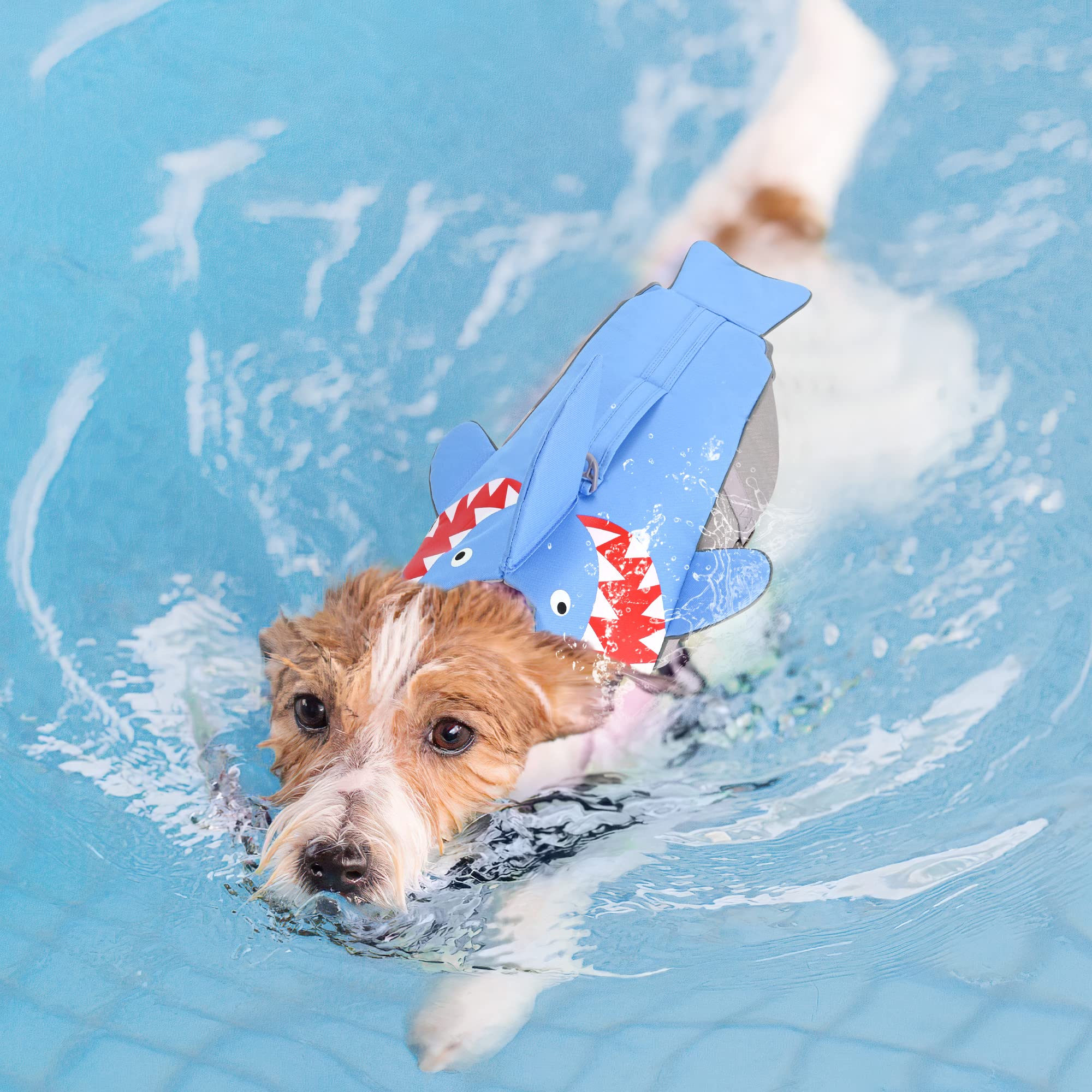 EzyDog DFD Zwemvest voor honden, hondenzwemvest, zwemvest voor honden, maat verstelbaar met handvat en reflectoren (S, rood
