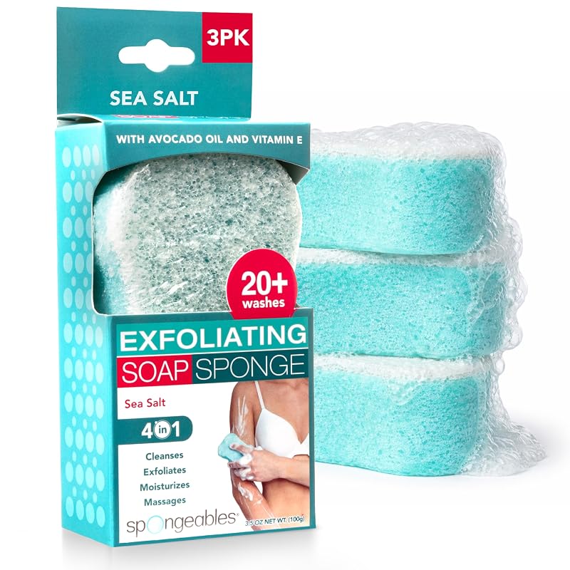 Spongeables Esponja com sabonete líquido corporal Sea Salt, 3 unidades