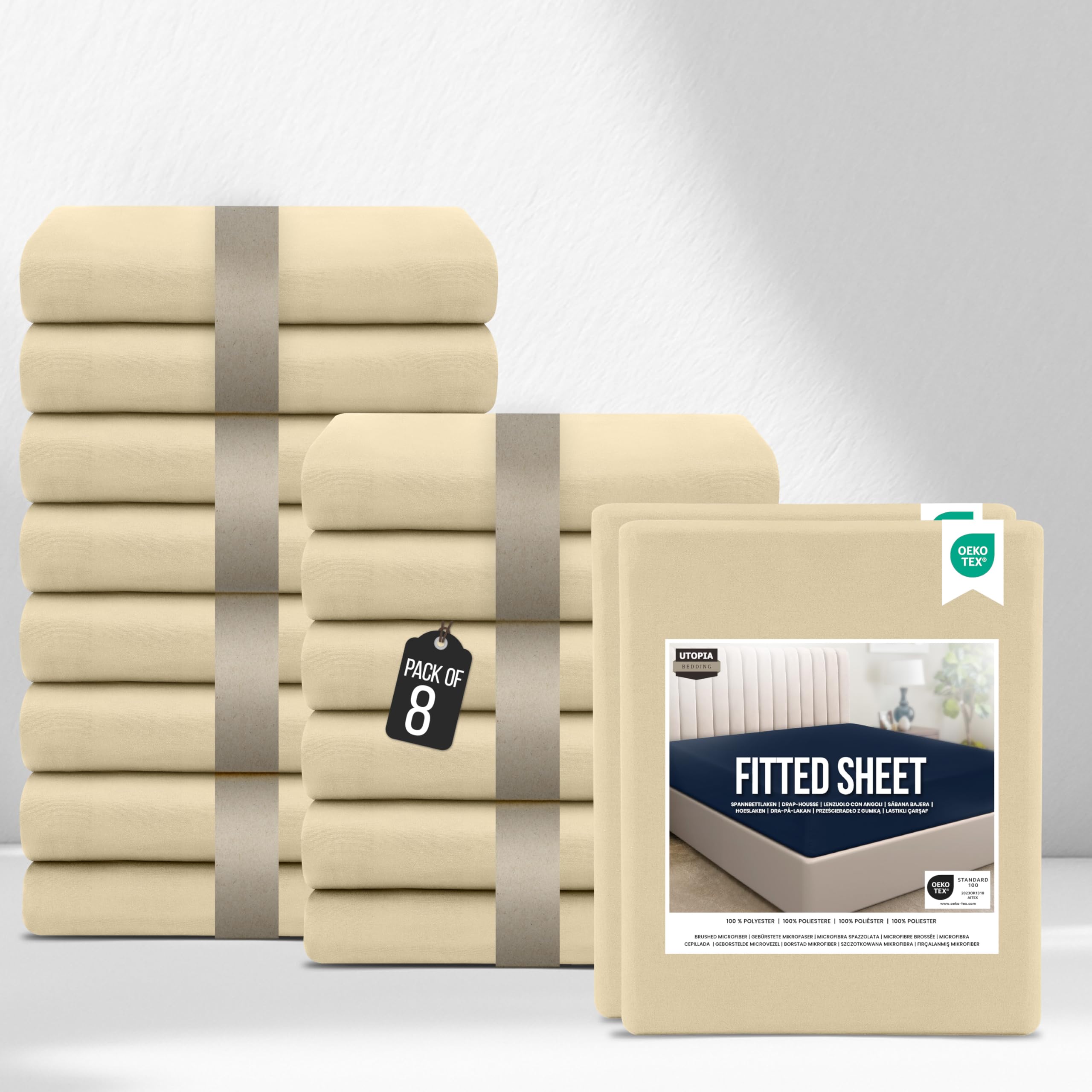 Utopia Bedding Beige Fitted Sheet Super King (Bulk Pack Of 16),