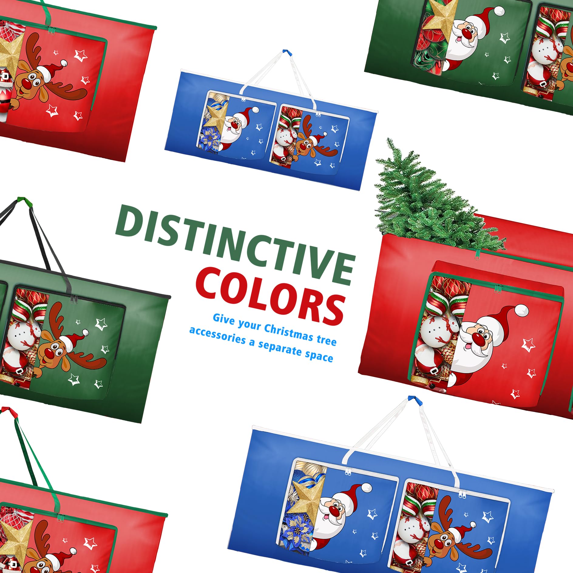 Alupssuc Bolsa de áRbol de Navidad 280cm,Almacenamiento para áRbol Almacenamiento de Bolas NavideñAs, 600d Oxford Resistente Y Duradero,Impermeable, Bolsillo Lateral con Lindo PatróN-Rojo