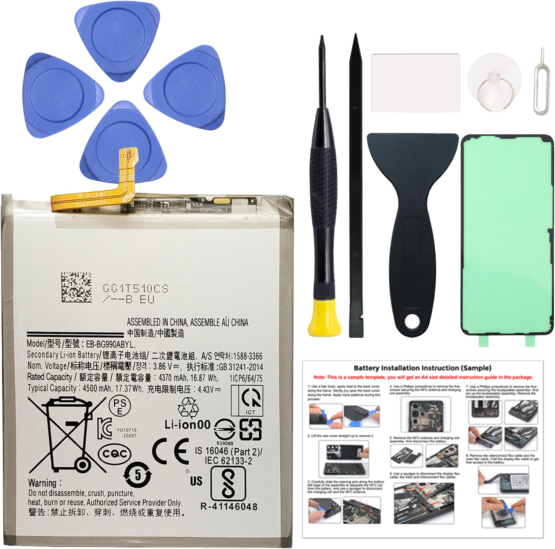 New Upgraded Battery for Galaxy S21 FE, EB-BG990ABY Replacement Battery Compatible with Samsung Galaxy S21 FE, with Repair Tools & Instruction