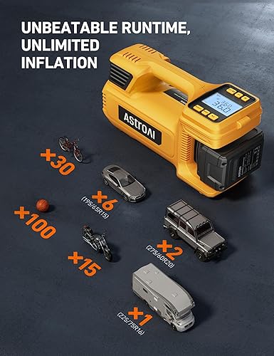 Miniatura 3 de AstroAI TC4 - Inflador de neumáticos con compresor de aire portátil, bomba de aire inalámbrica de 470 W 18 V para neumáticos de camión con batería