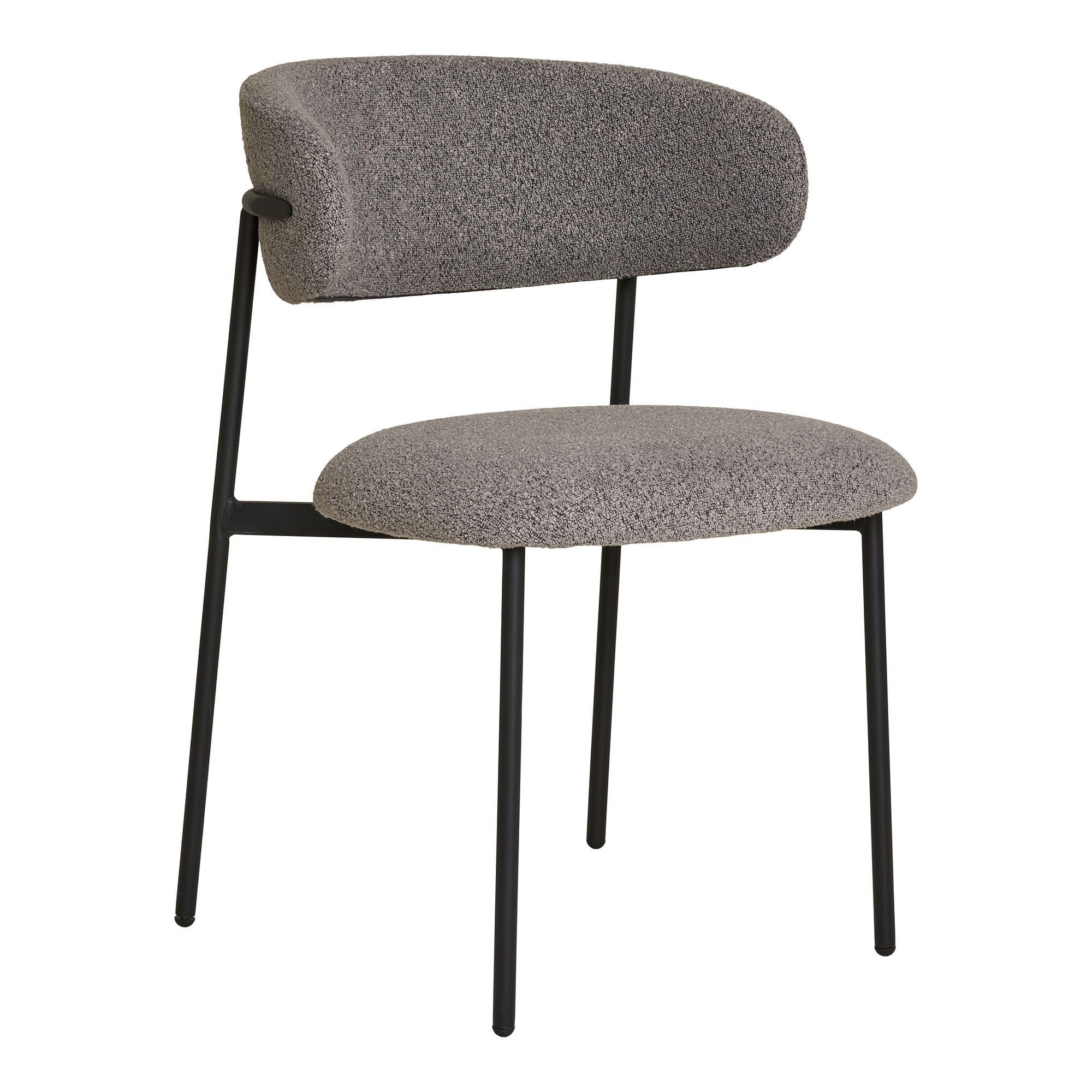 Chaise en boucle gris clair lot de 2 assises design scandinave pieds noirs