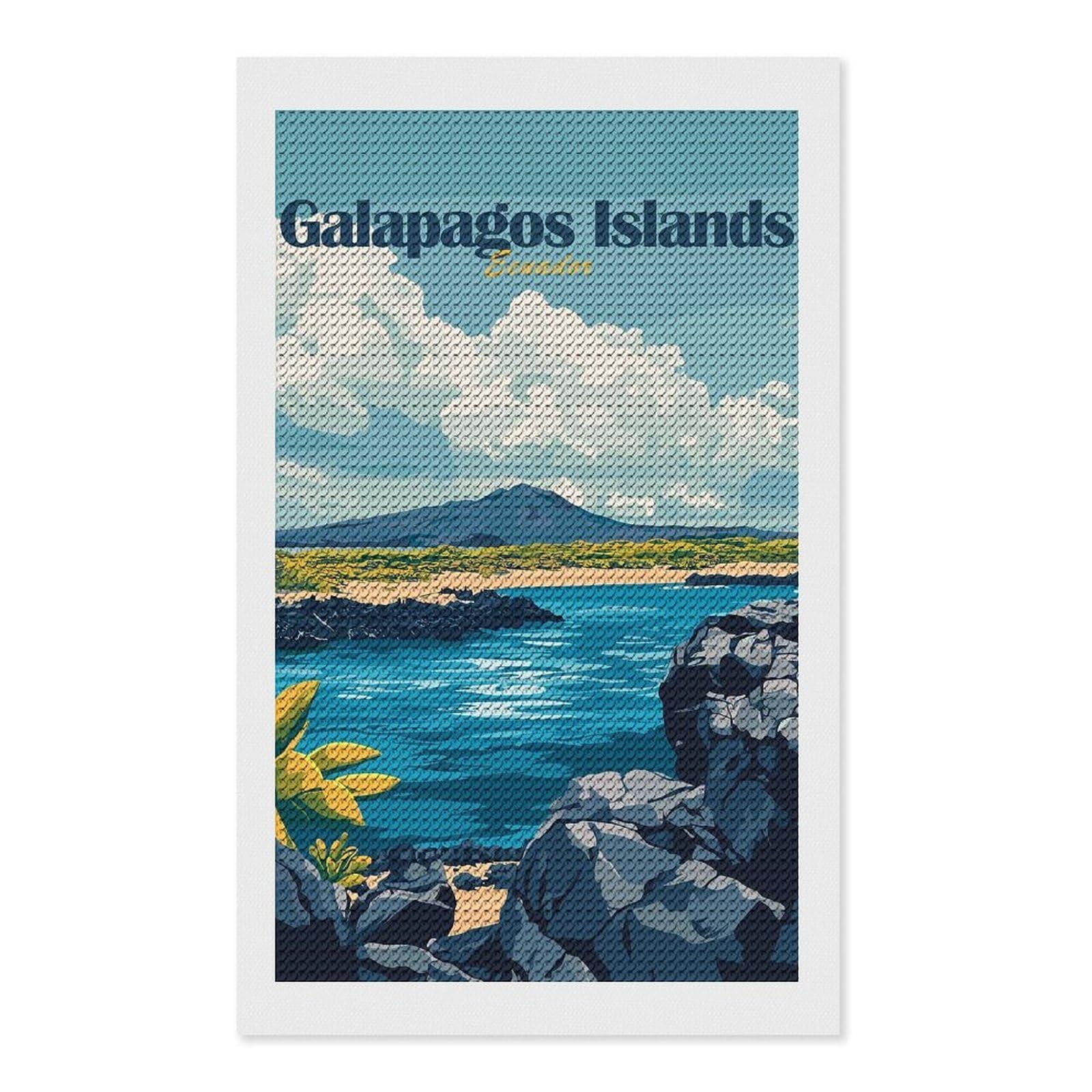 Junmoney Galapagos Islands Ecuador Travel Diamond Painting Canvas Set 12"x20", for Women, Pleasing Wall Art Project, Aesthetic Room Decor, Gift Idea