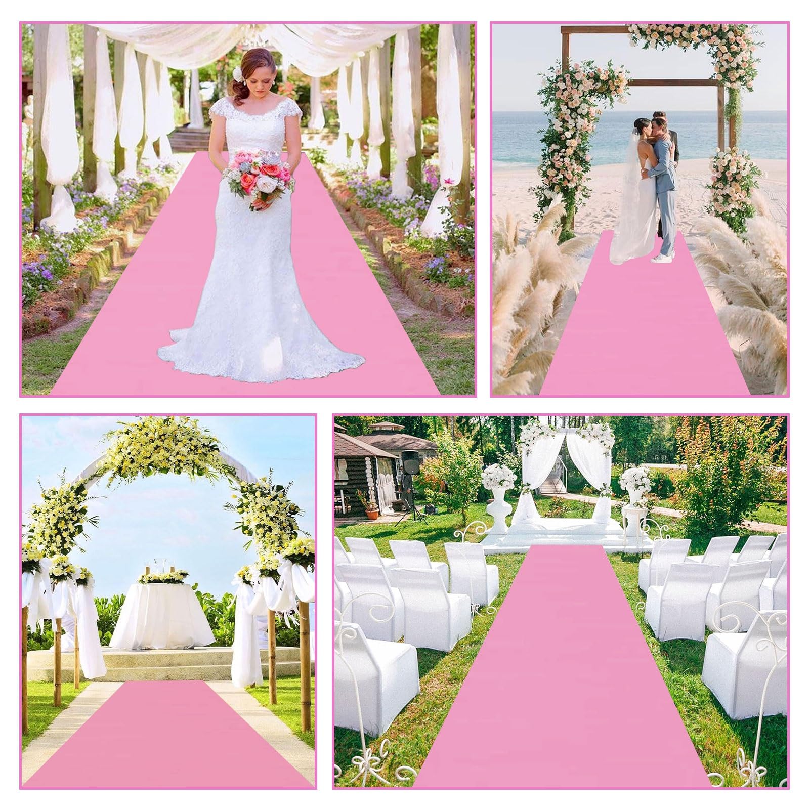 Tappeto per corridoio rosa per cerimonia di matrimonio, 10 m, 20 m, tappeto per passerella, spessore 2 mm, per addio al nubilato, eventi di ricevimento di nozze in chiesa(1.2x20m)
