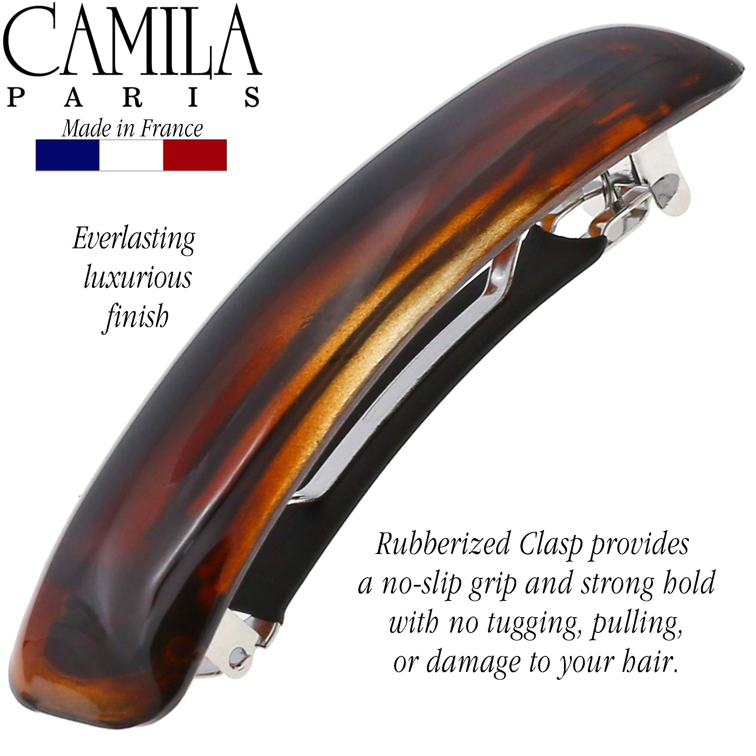 Hair Barrette Clip for Girls Women Bordeaux Rubberized Metal Clasp Durable Camila Paris CP2316 French Hair Barrette Clip 3.5 Inch - No  main image 3