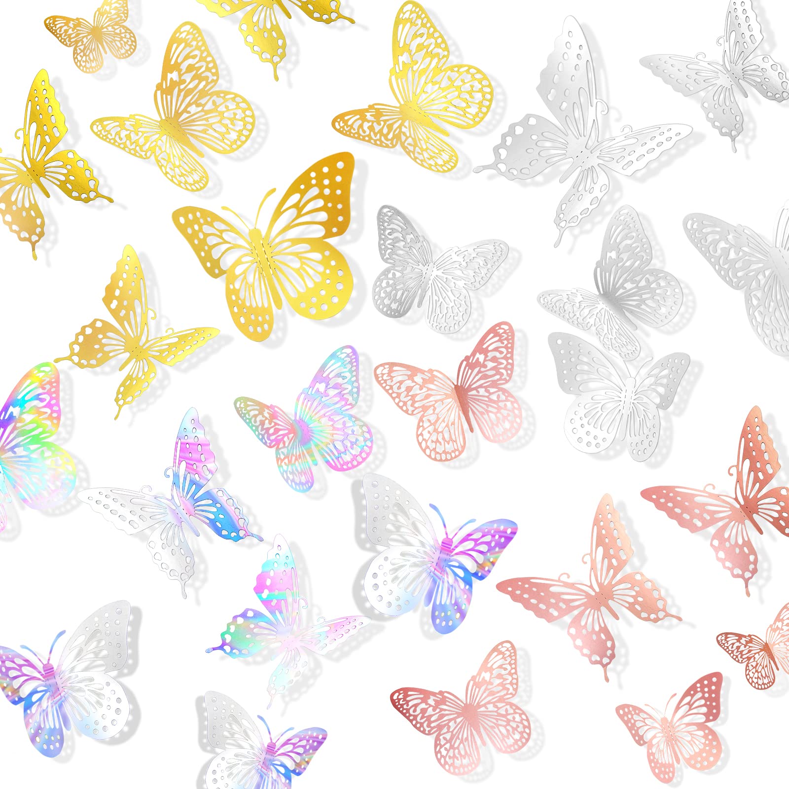 Autocollants muraux 3D papillon x144 en couleurs mélangées