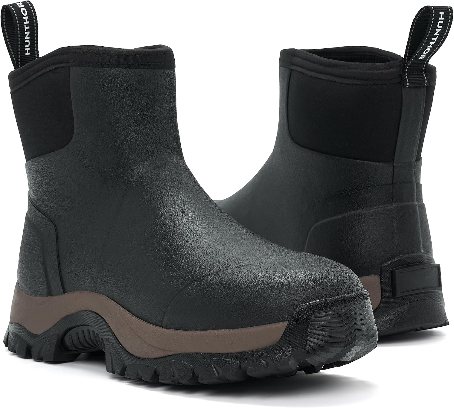Hunthor Men's Rubber Rain Boots, 8-Inch Waterproof Mud & Garden Boots