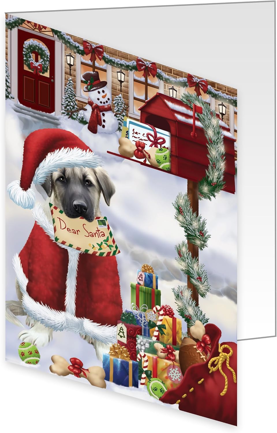 Dear Santa Mailbox Christmas Letter Anatolian Shepherds Dog Greeting Cards - Adorable Pets Invitation Cards with Envelopes - Pet Artwork Christmas Greeting Cards (10 Greeting Cards)