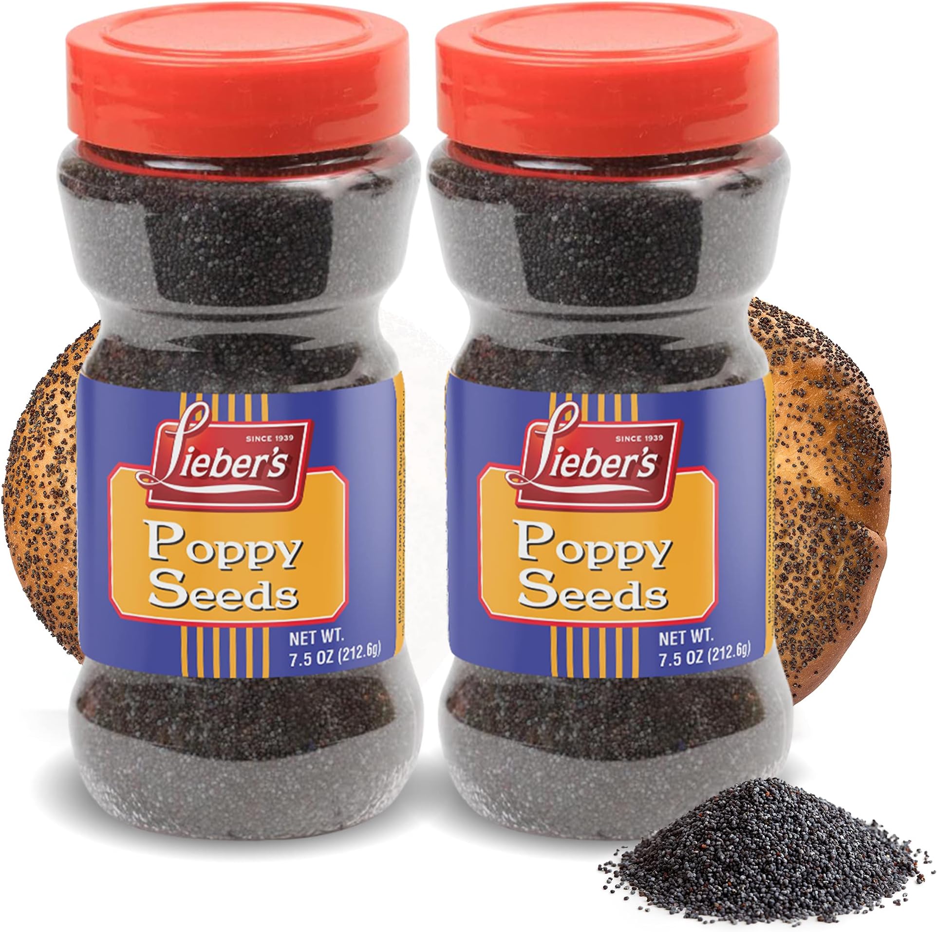 Lieber’s Poppy Seeds – Natural Poppy Seeds for Baking – Poppy Seed Pack for Cooking – Whole Large Poppy Seeds for Cake, Buns, Bagels, Rolls – Premium Bulk Poppy Seeds – 7.5 oz (pack of 2)