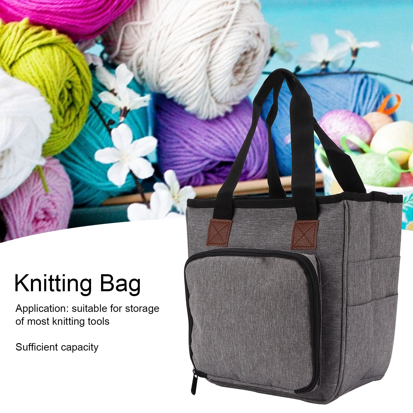 Crochet Bag Organizer For Yarn Storage - Oxford Cloth Tote With Handle For Crochet Hooks & Yarn Balls