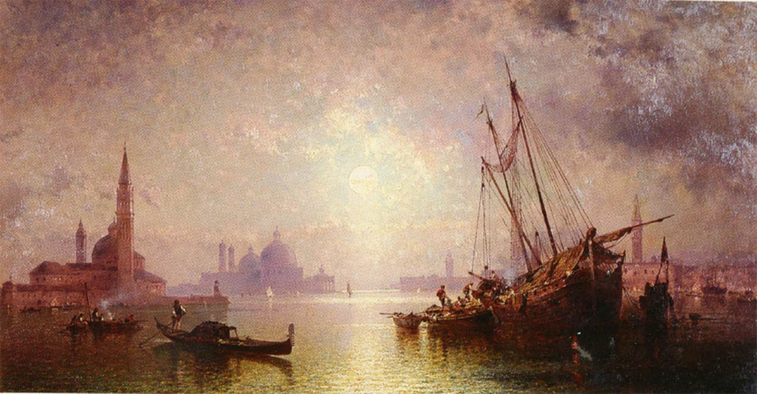 ARTXLXXBN Famous Prints Artwork Pictures Poster Painting Art Venise Vue De S. George by richard Unterberger Artwork Landscape Pictures for Home Decor 60x90cm