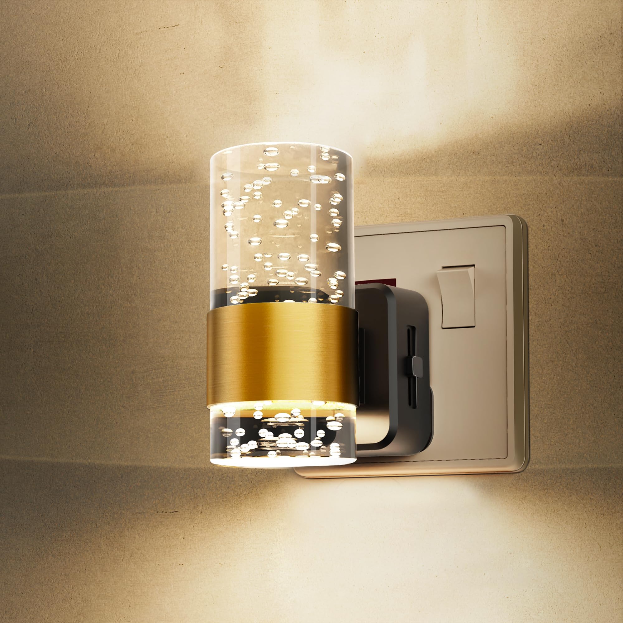 LOHAS-LED Plug in Night Light, Acrylic Night Light with Dusk to Dawn Sensor, Adjustable Brightness 0-100LM, Warm White 3000K
