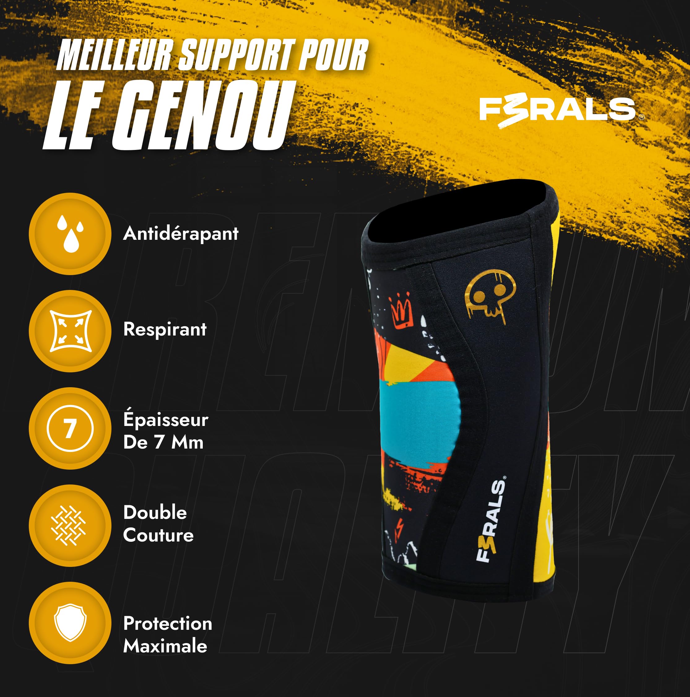 Genouillère Sport 7mm | Néoprène Cross Training Compression - Support Genou Haltérophilie Powerlifting