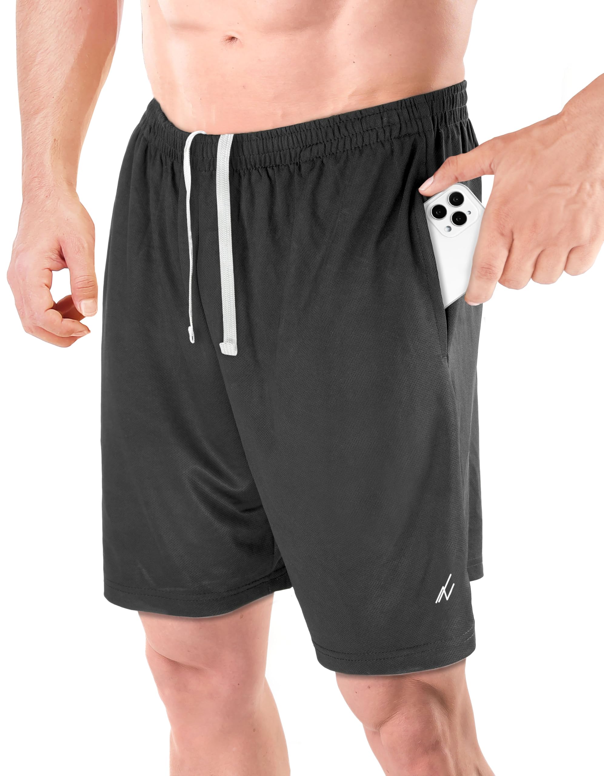 NY ThreadsMen's Athletic Shorts Quick Dry Loose-Fit Lightweight Running Workout Gym Shorts with PocketsOEKO-TEX STANDARD 100