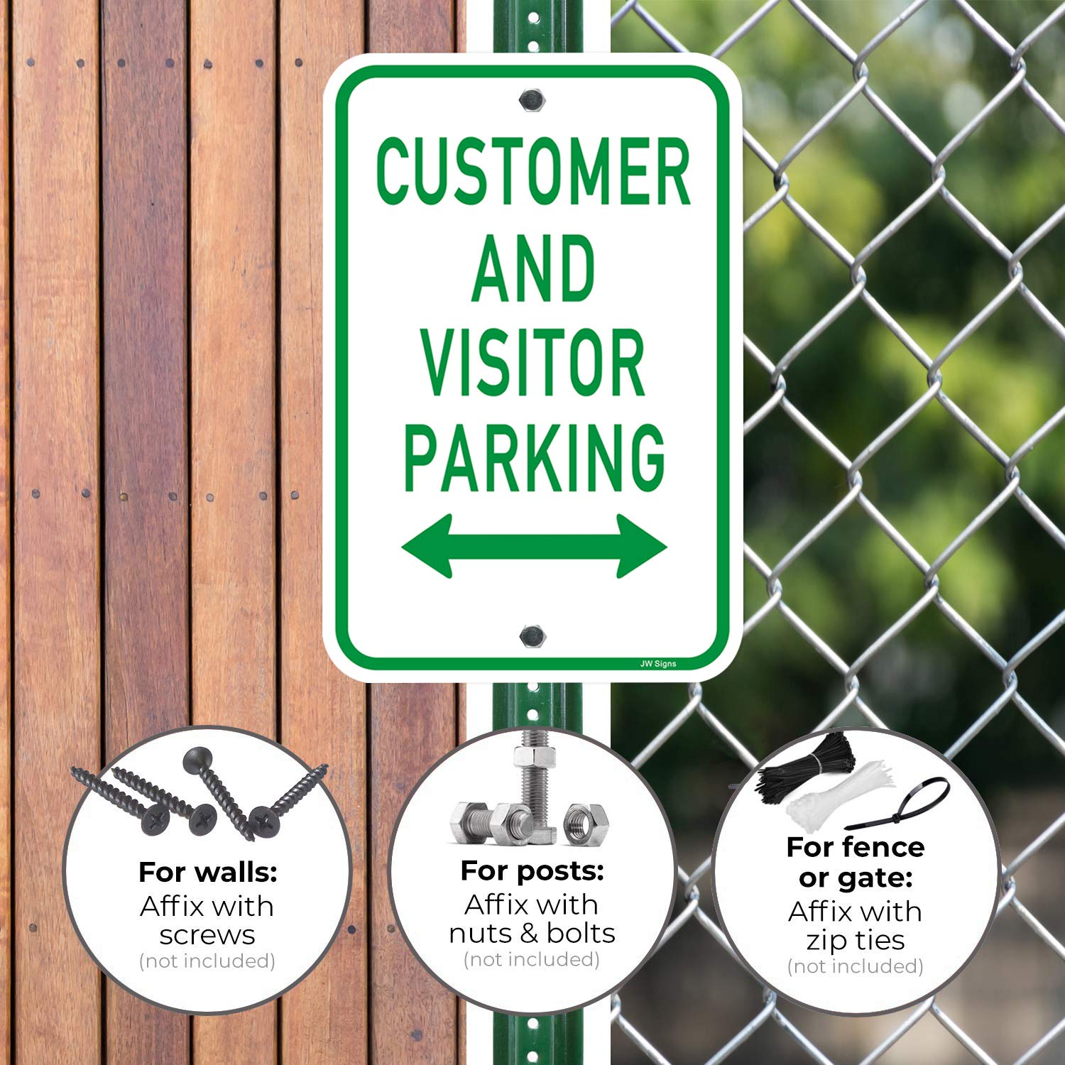 Señal de estacionamiento para clientes y visitantes (paquete de 2) de 18 x 12 pulgadas, libre de óxido, 0.40 pulgadas, revestimiento UV, resistente a la intemperie, para estacionamientos, entradas