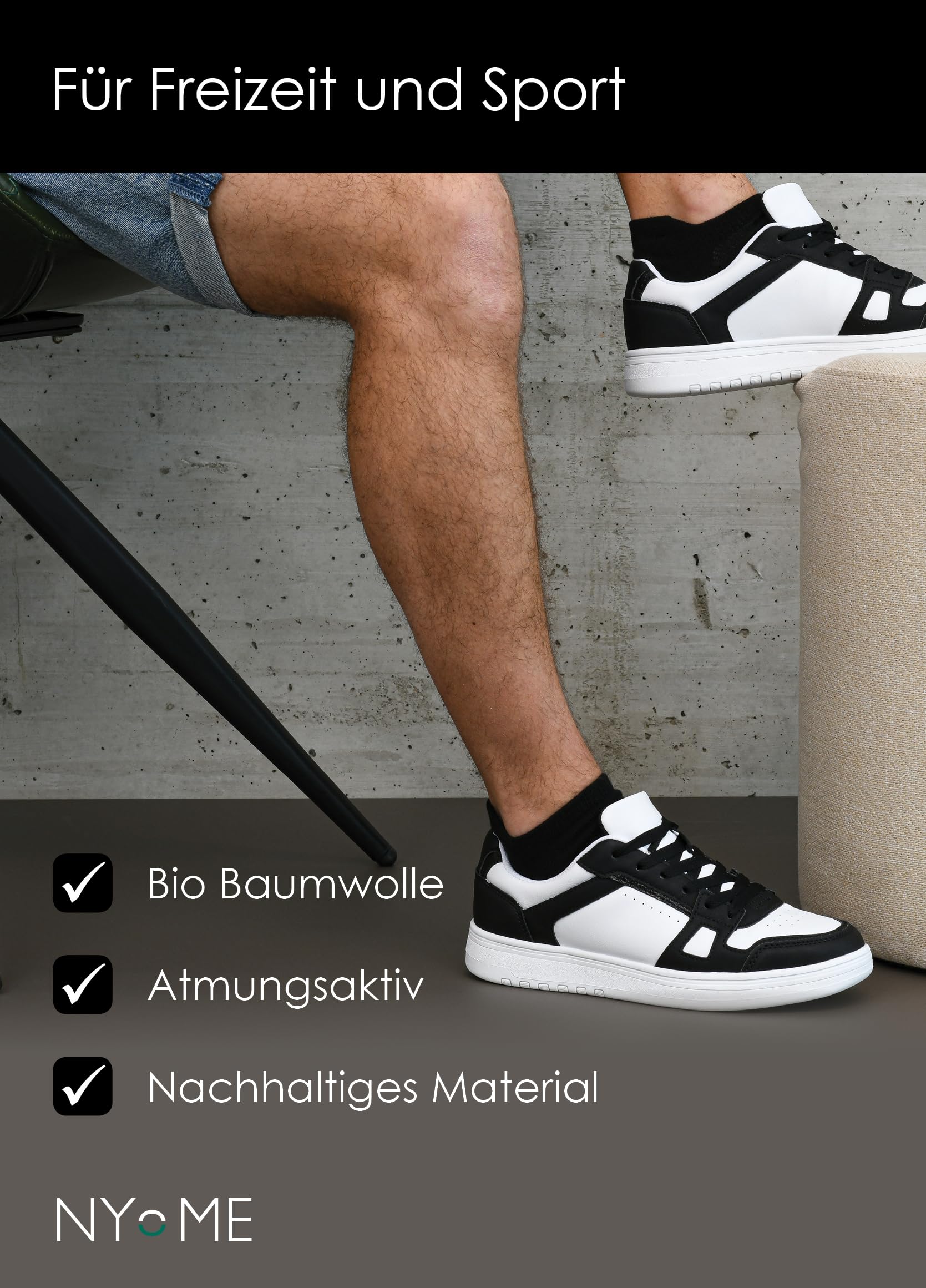 NYME Skarpety do sneakersów Premium z bawełny organicznej - męskie i damskie - opakowanie 6 i 10 szt. - stopki - krótkie oddychające skarpety - idealne do uprawiania sportu i rekreacji - rozm. 35-50