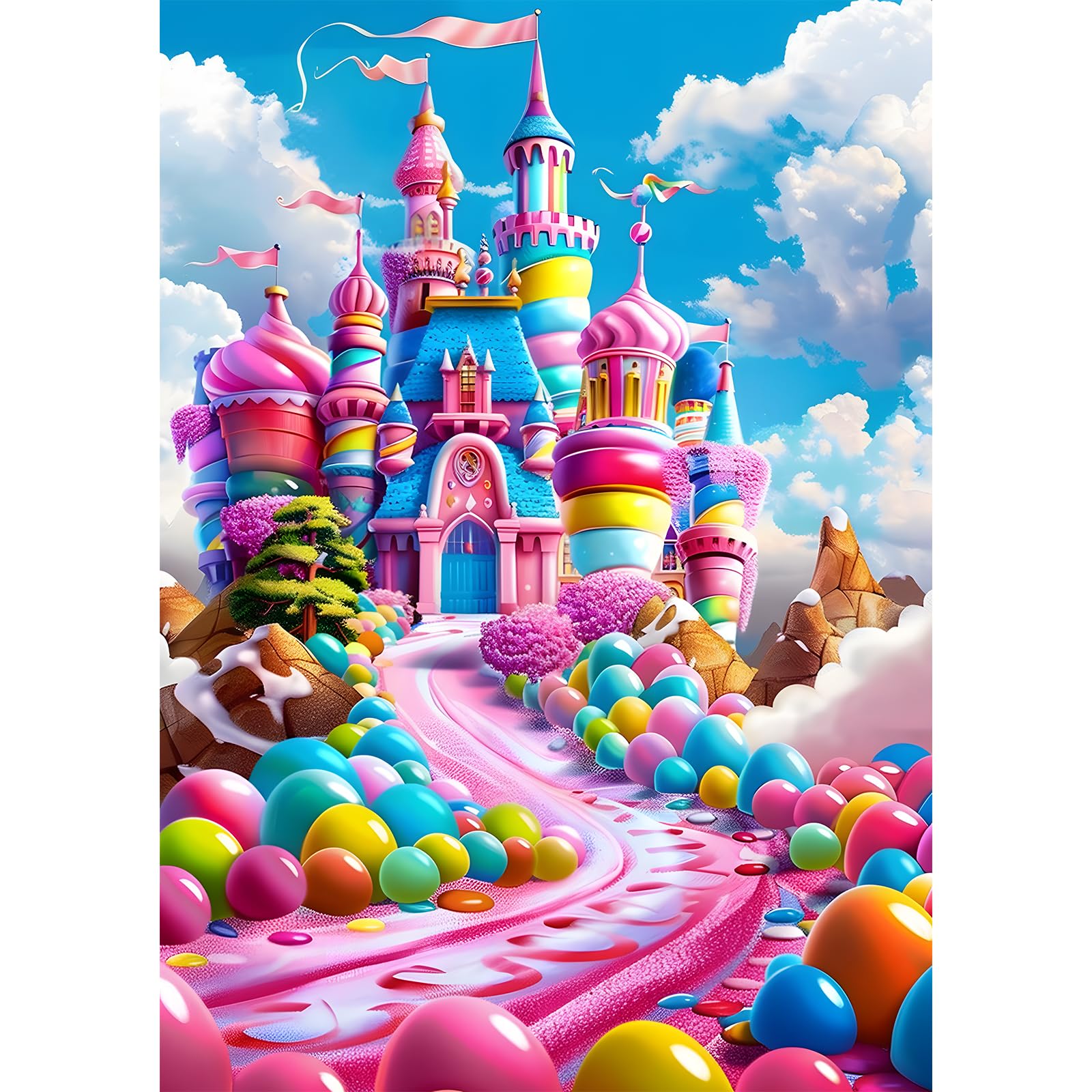 EOBROMD 5D Candy Castle Diamond Painting Kits for Adults, Full Round Drill Fantasy Diamond Art Kits, Crystal Art Kits for Home Wall Decor Gifts 30x40cm — image 1