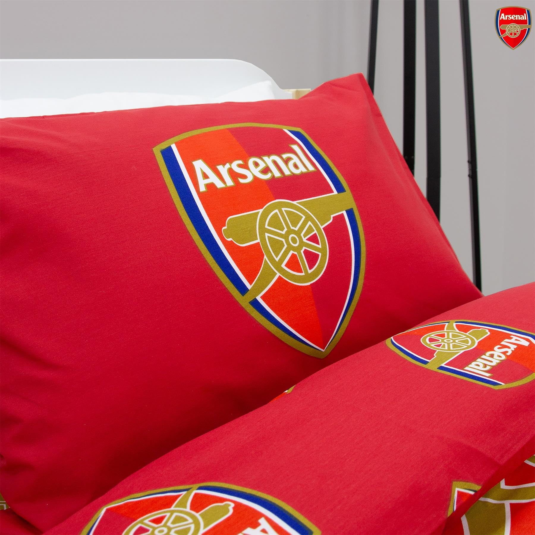 Character World Arsenal FC Parure de lit avec housse de couette – Literie réversible officielle – Design officiel avec emblème du logo des Gunners – Pour lit simple