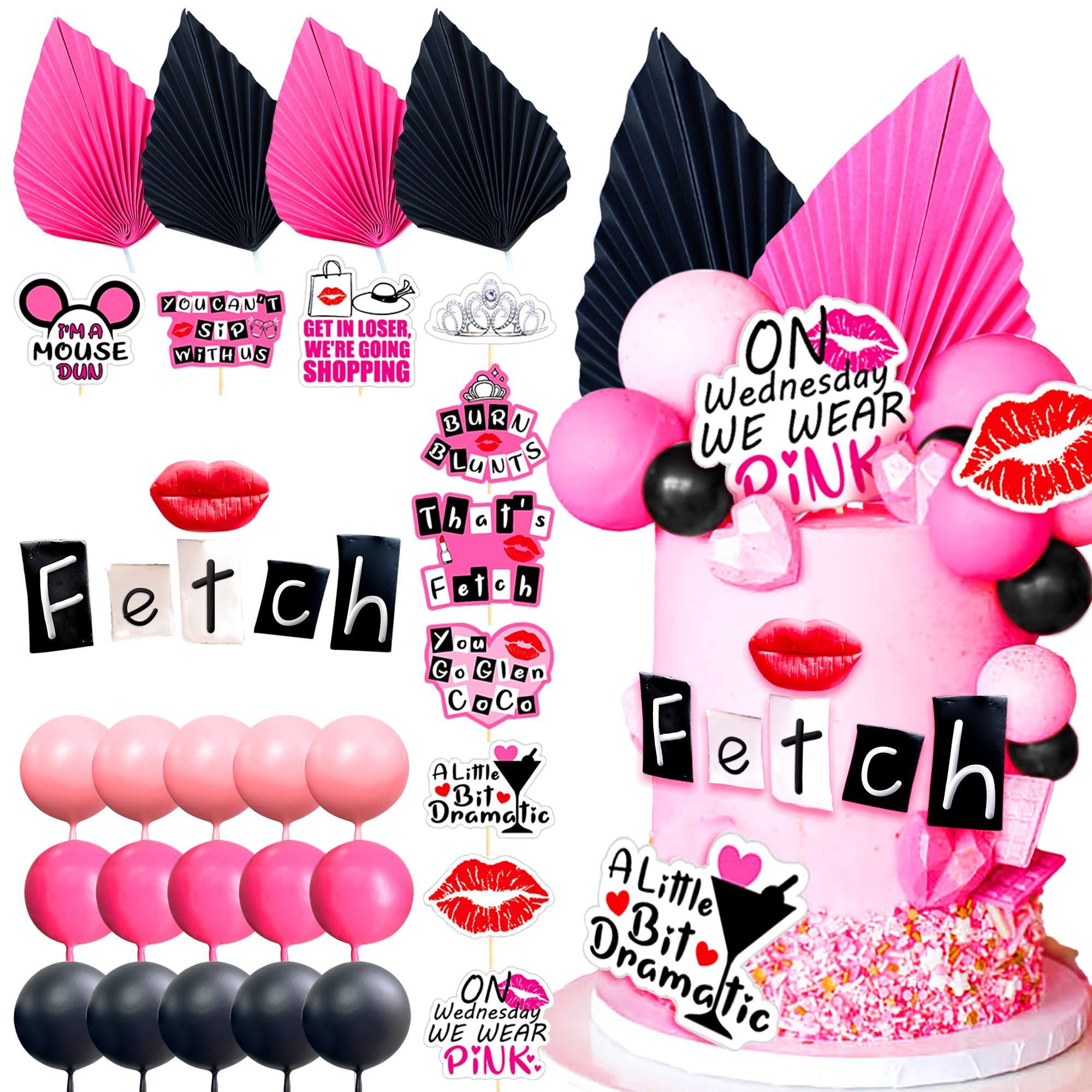 LaVenty Mean Girl Cake Topper Mean Girl Birthday Party Decoration Cupcake Toppers for Wedding Bridal Shower Bachelorette Theme Girls Party Cake