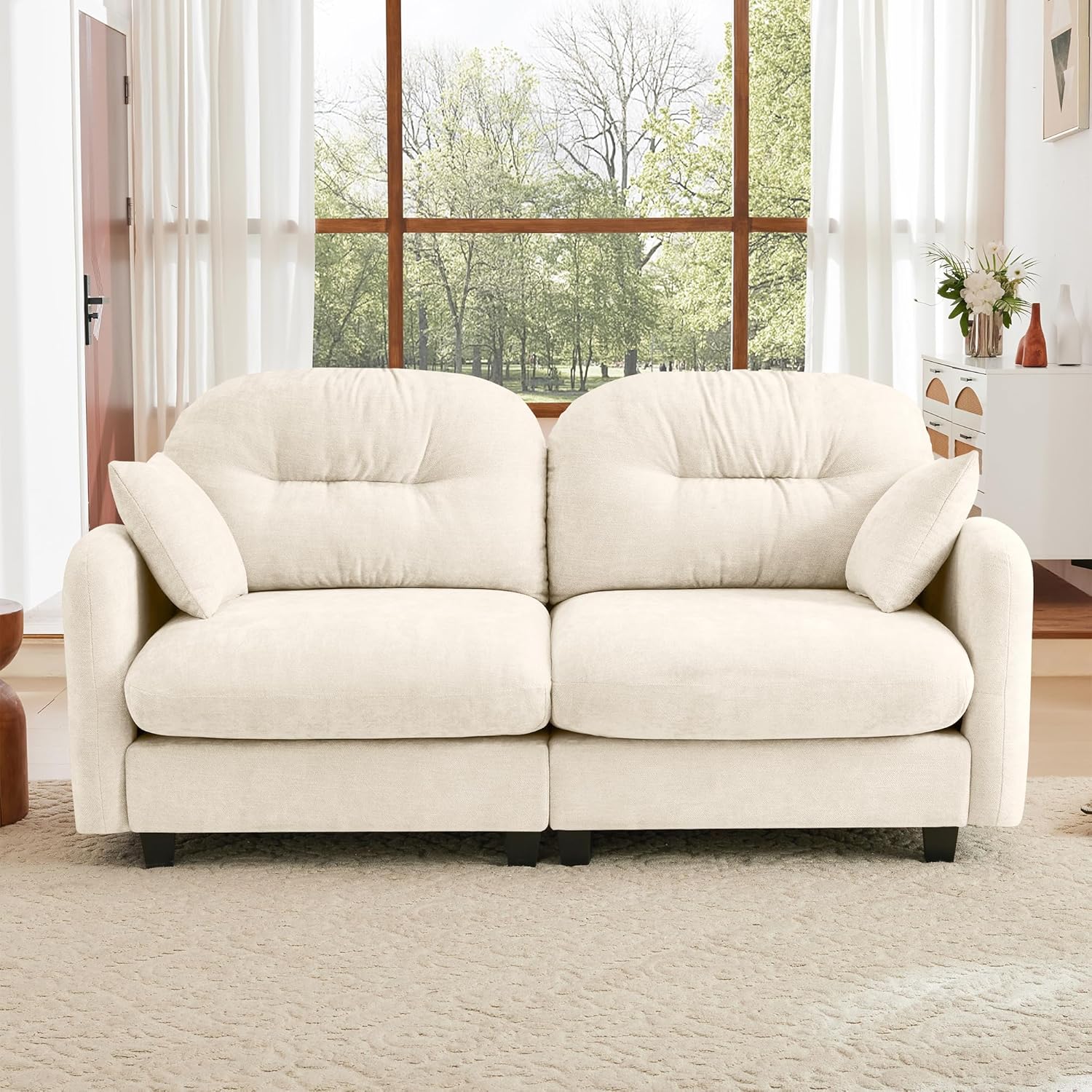 Oversized Modular Sectional Sofa, 74” Chenille 2-Seater Loveseat Cloud Couch for Apartment,Office,Home Theater-Beige