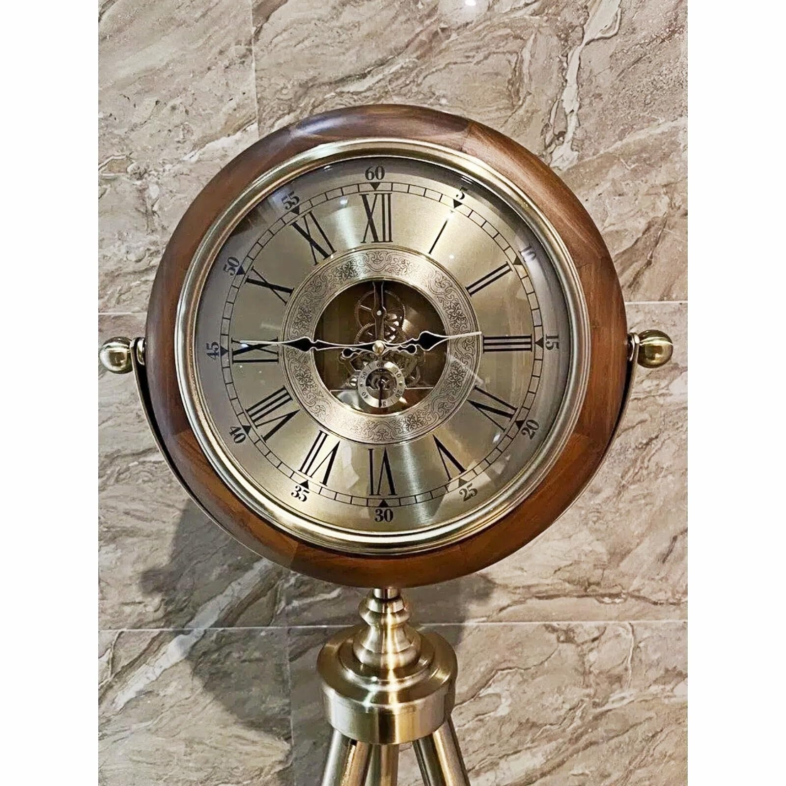 Reloj de pie Reloj de piso metal trípode mecánico cuarzo silencioso